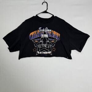 Divided by H&M 1998 Football Graphic Crop Tee Women’s‎ M Black Retro